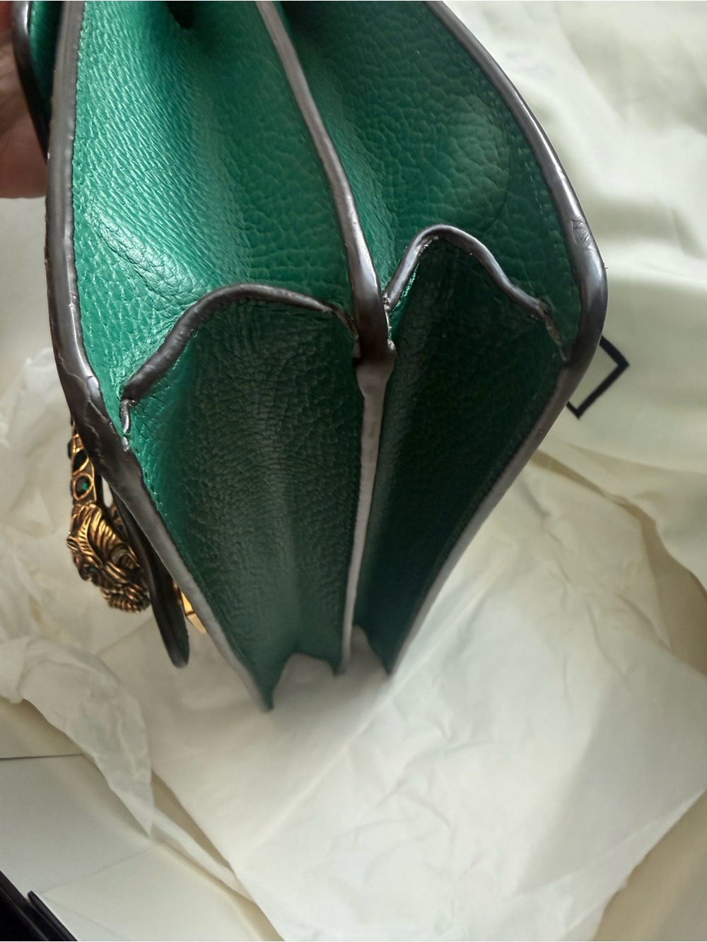 Authentic Gucci Dionysus Emerald Green Leather Shoulder Bag Serpent Detail - Picture 9 of 16